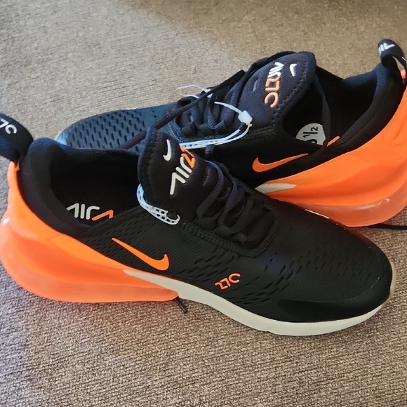 Nike Air Max 270 Black with Orange Accents - Picture 3 of 7